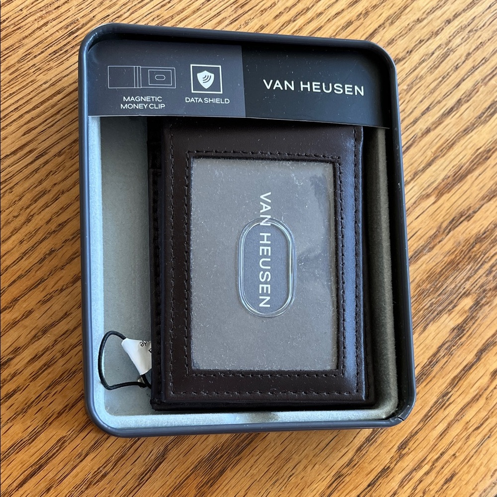 Van Heusen Dark Brown Magnetic Money Clip Wallet
